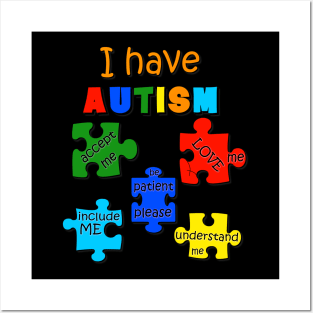 Autism Puzzles Awareness Rainbow Posters and Art